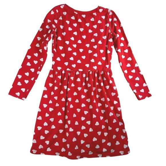 Valentines Day‎ Red Heart Pattern Long Sleeve Girls Size 12 Midi Dress Tie Waist - Picture 8 of 11